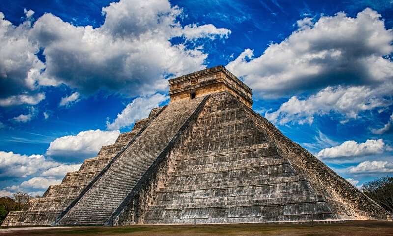 Mayan Pyramid at Chichen Itza — Blue, Dramatic, Afternoon, Photograph