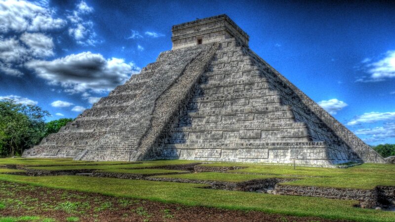 Mayan Pyramid at Chichen Itza — Blue, Dramatic