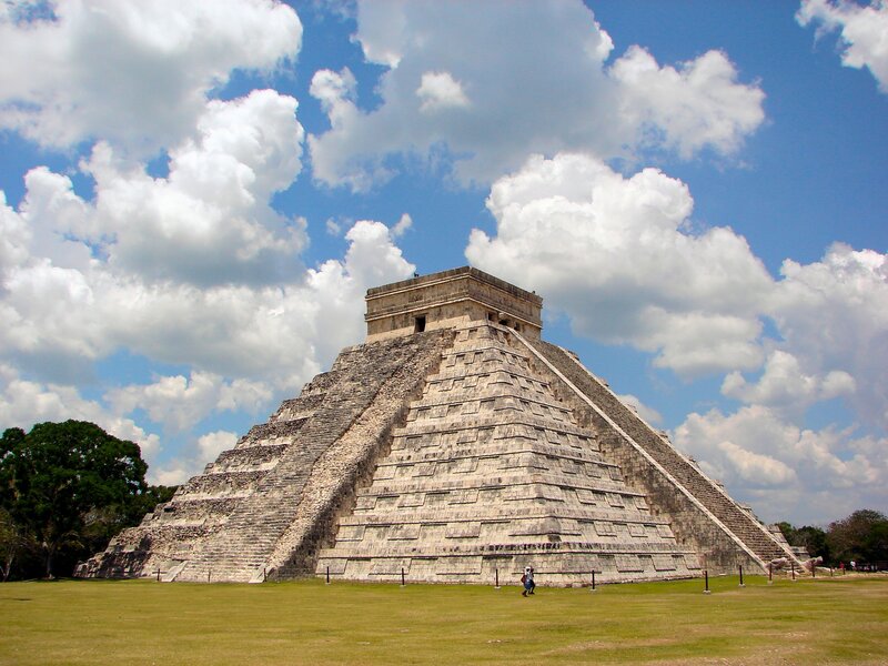 Mayan Pyramid at Chichen Itza — Blue, Serene, Afternoon, Photograph, Sky