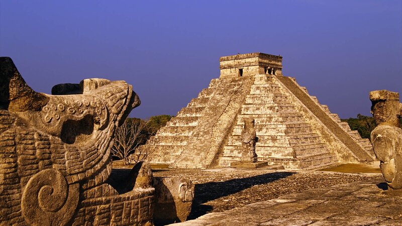 Mayan Pyramid at Chichen Itza — Blue, Serene, Sunset