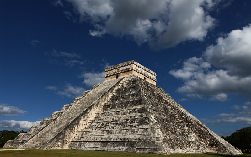Mayan Pyramid at Chichen Itza — Blue