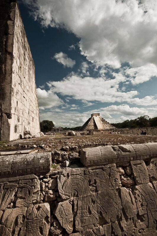 Mayan Pyramid at Chichen Itza — Gray, Dramatic, Afternoon, Photograph