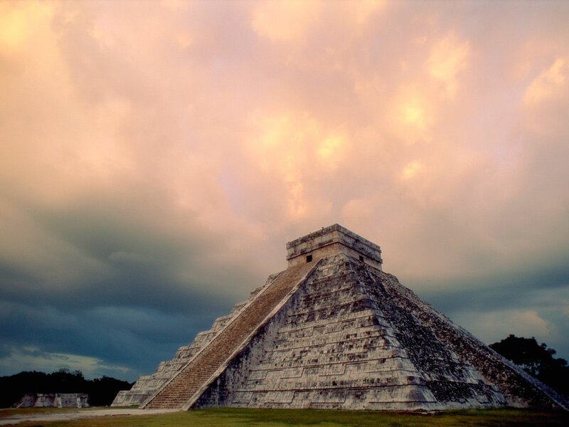 Mayan Pyramid at Chichen Itza — Gray, Dramatic, Sunset