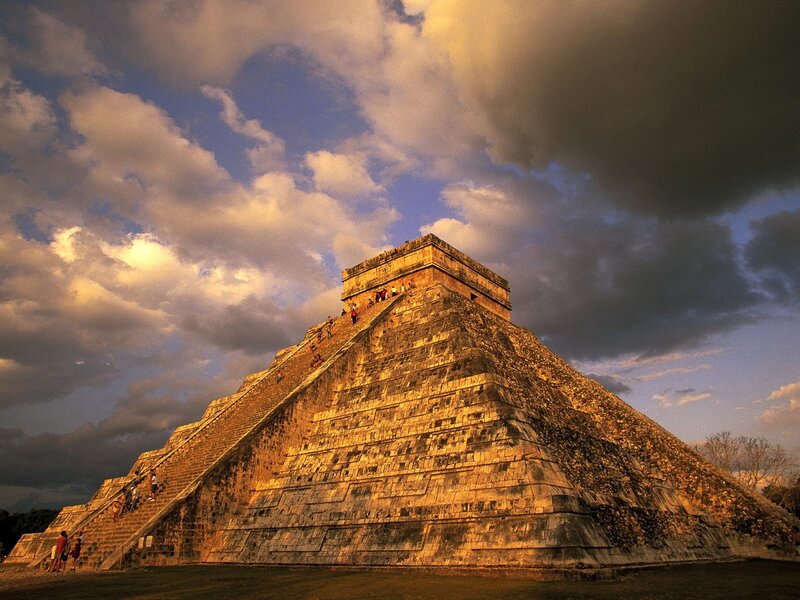 Mayan Pyramid at Sunset — Dramatic