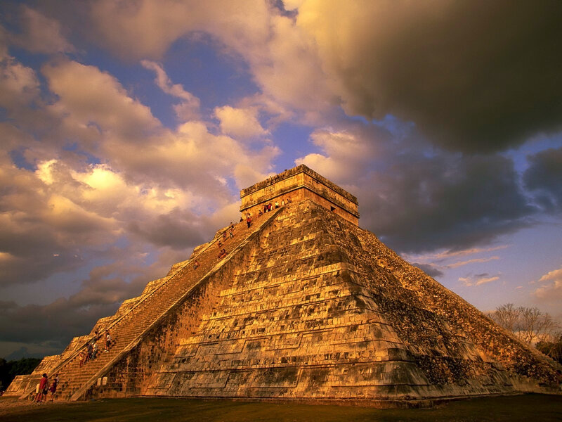 Mayan Pyramid at Sunset — Gold, Dramatic