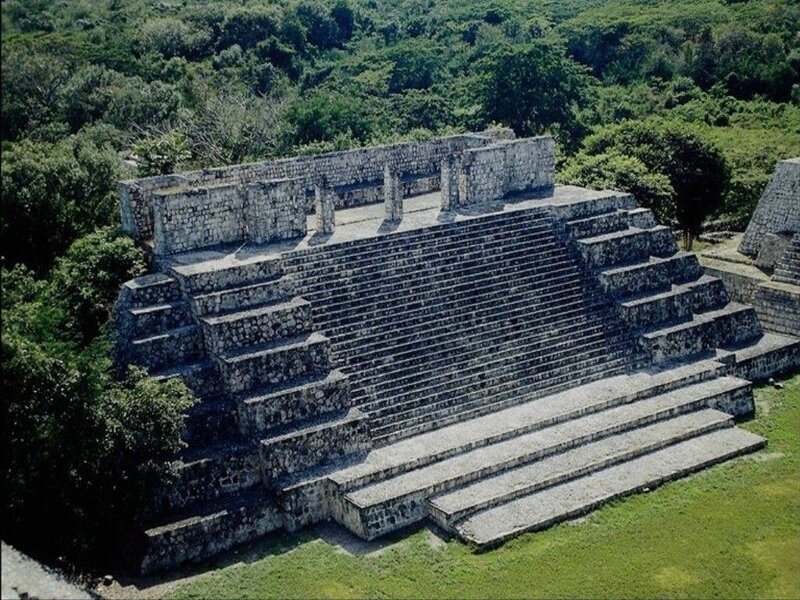 Mayan pyramid in jungle