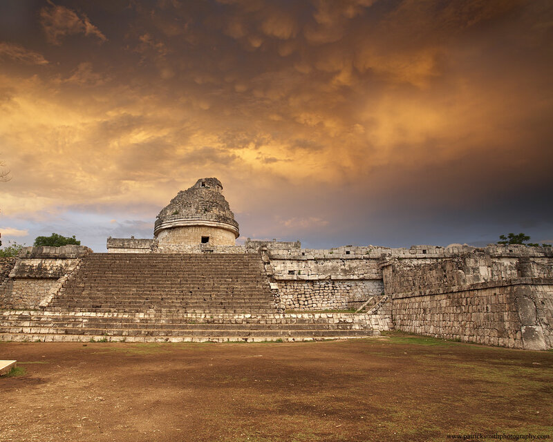 Mayan ruins at sunset