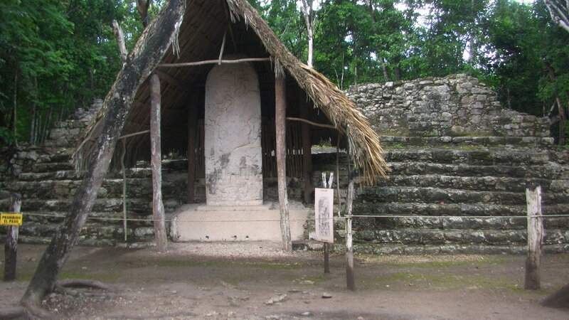 Mayan Stela under Shelter