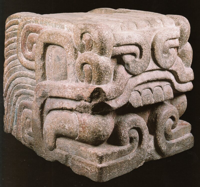 Mayan stone carving of a face