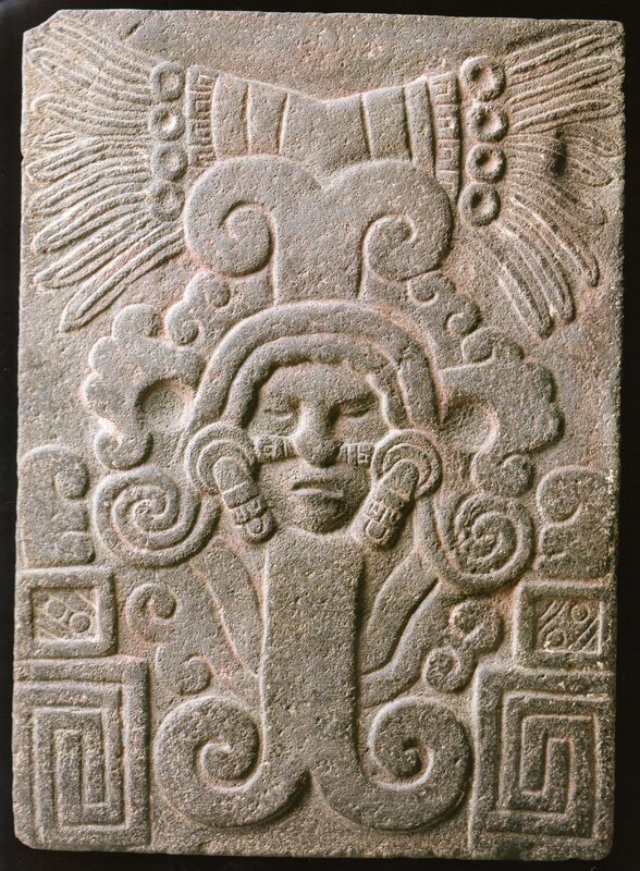 Mayan stone carving of deity