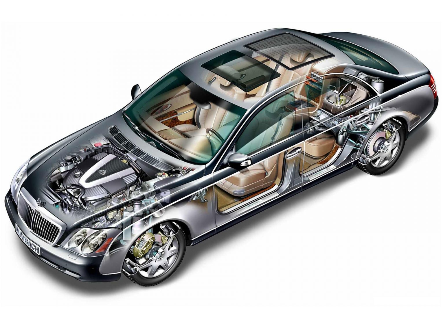 Maybach car cutaway diagram