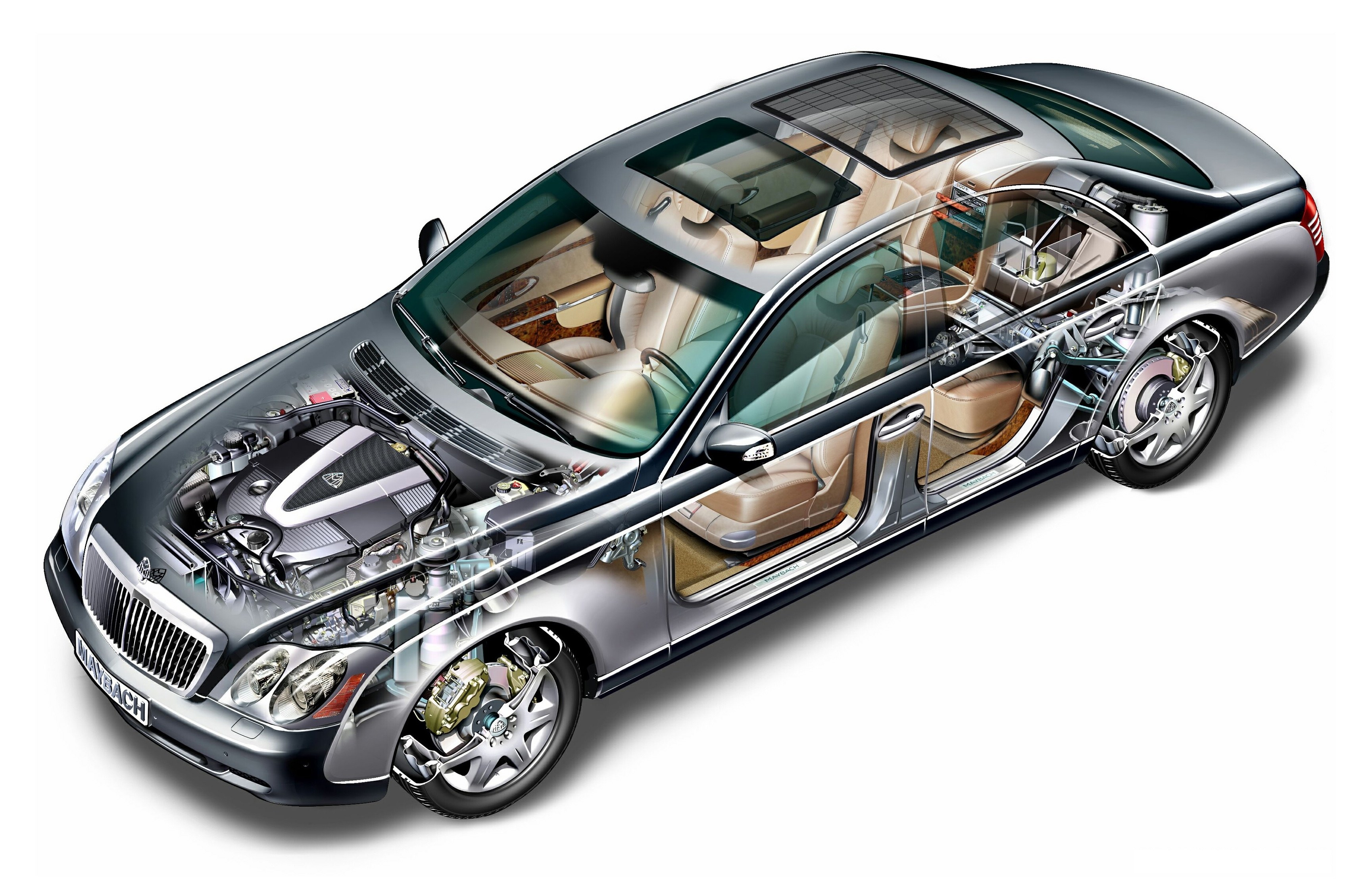Maybach car cutaway diagram