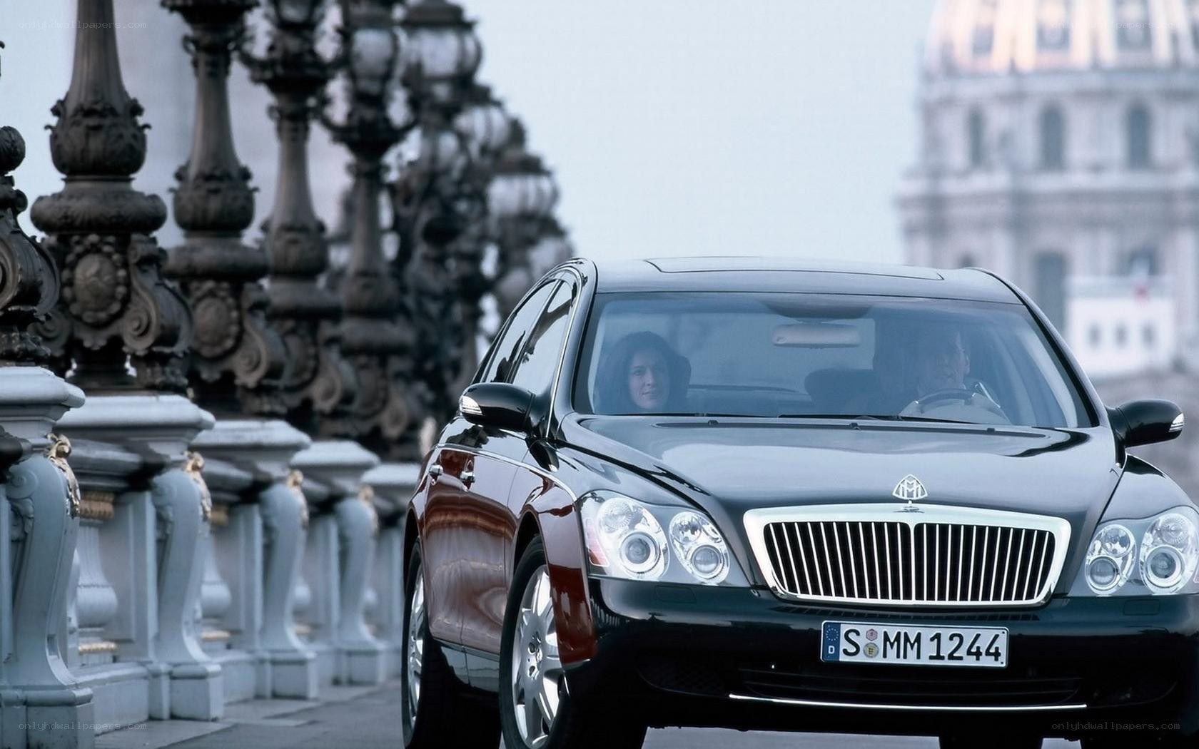 Maybach luxury car on bridge