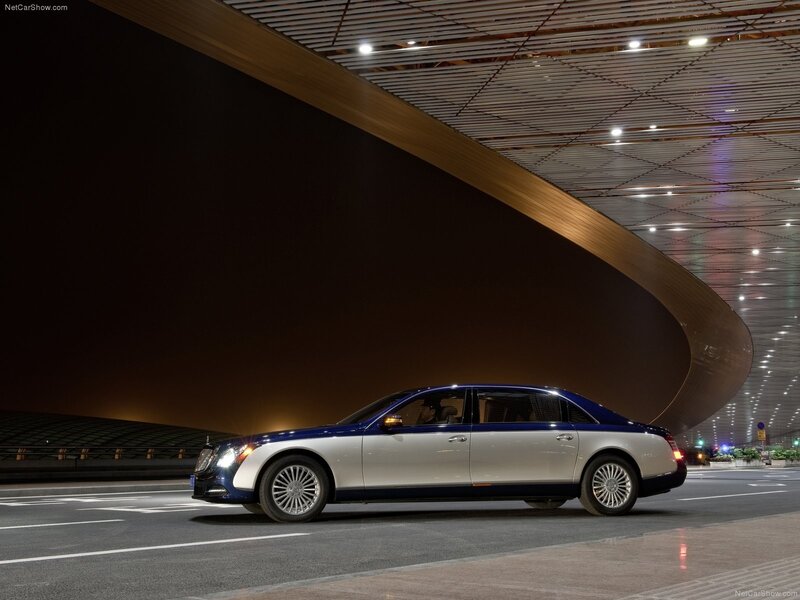Maybach luxury sedan at night