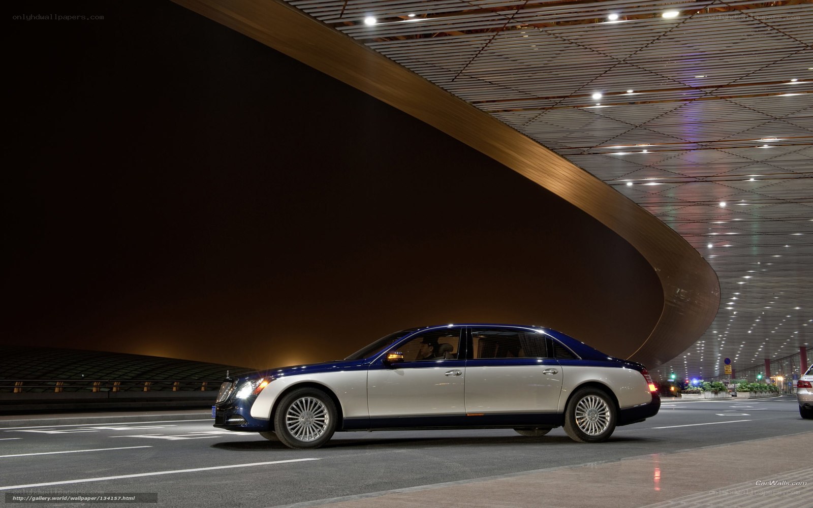 Maybach luxury sedan at night