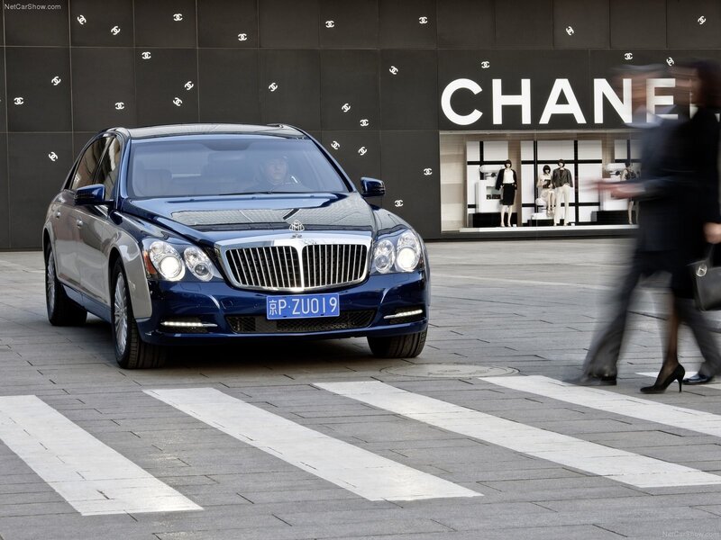 Maybach luxury sedan in city