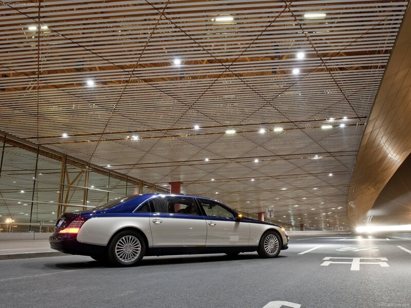Maybach luxury sedan in modern garage