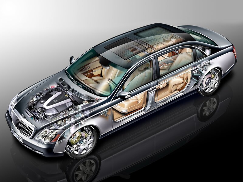 Maybach Luxury Sedan — Silver, Dramatic