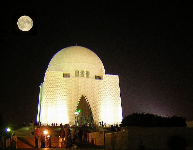 Mazar-e-Quaid at Night — White