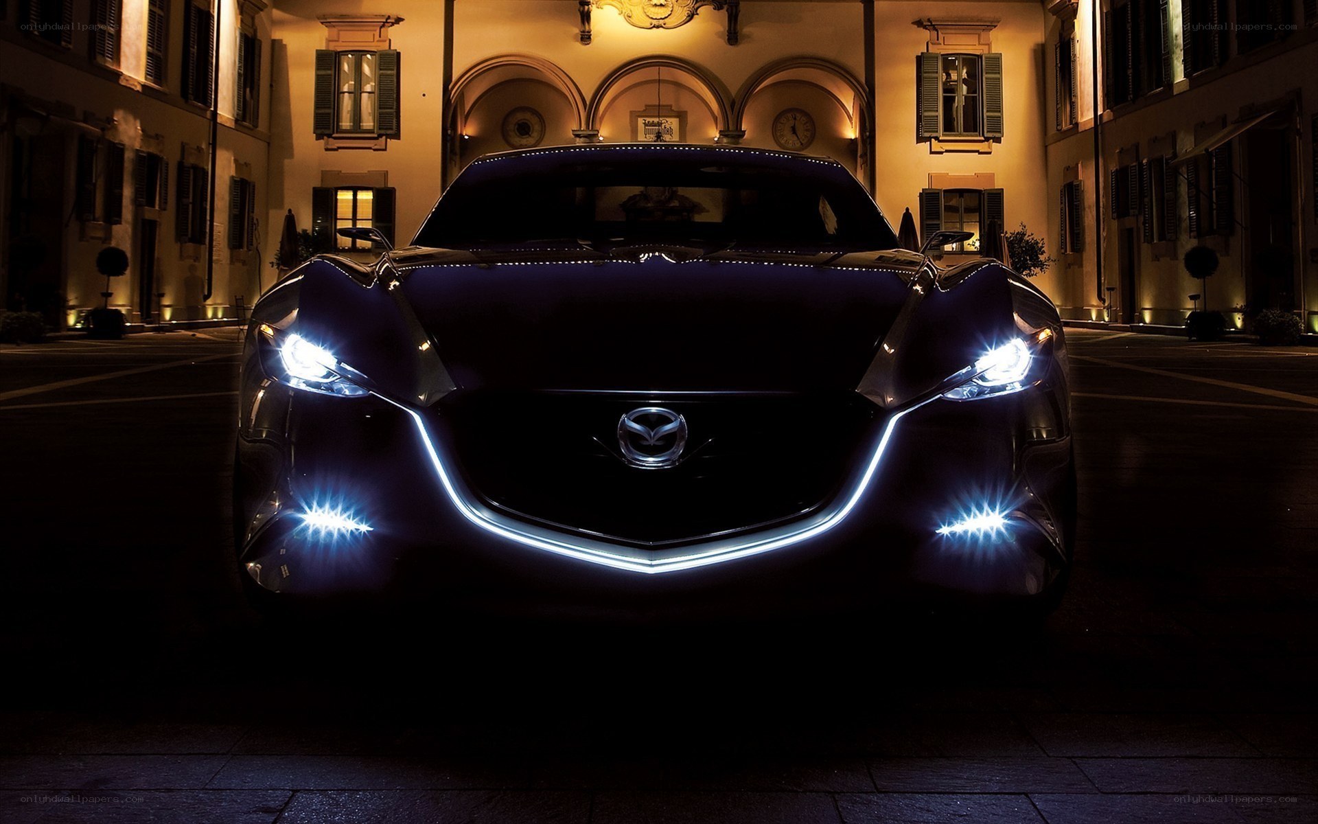 Mazda concept car at night