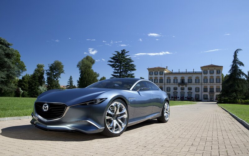 Mazda concept car on driveway
