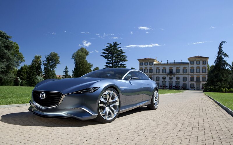 Mazda concept car on driveway