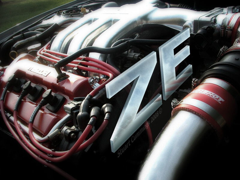 Mazda engine with ZE logo