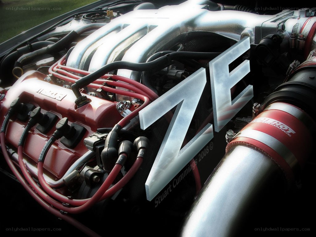 Mazda engine with ZE logo