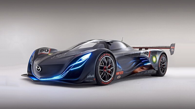 Mazda Race Car — Black, Sleek, 3d Render, Tires
