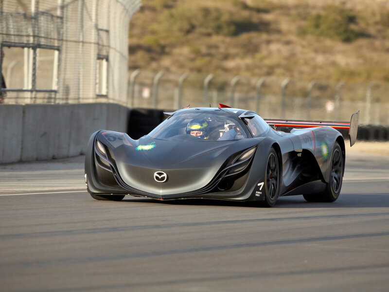 Mazda Race Car on Track — Gray, Dynamic