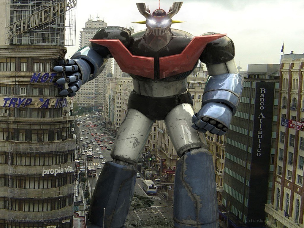 Mazinger Z in a city
