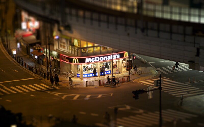McDonald's at night in a city