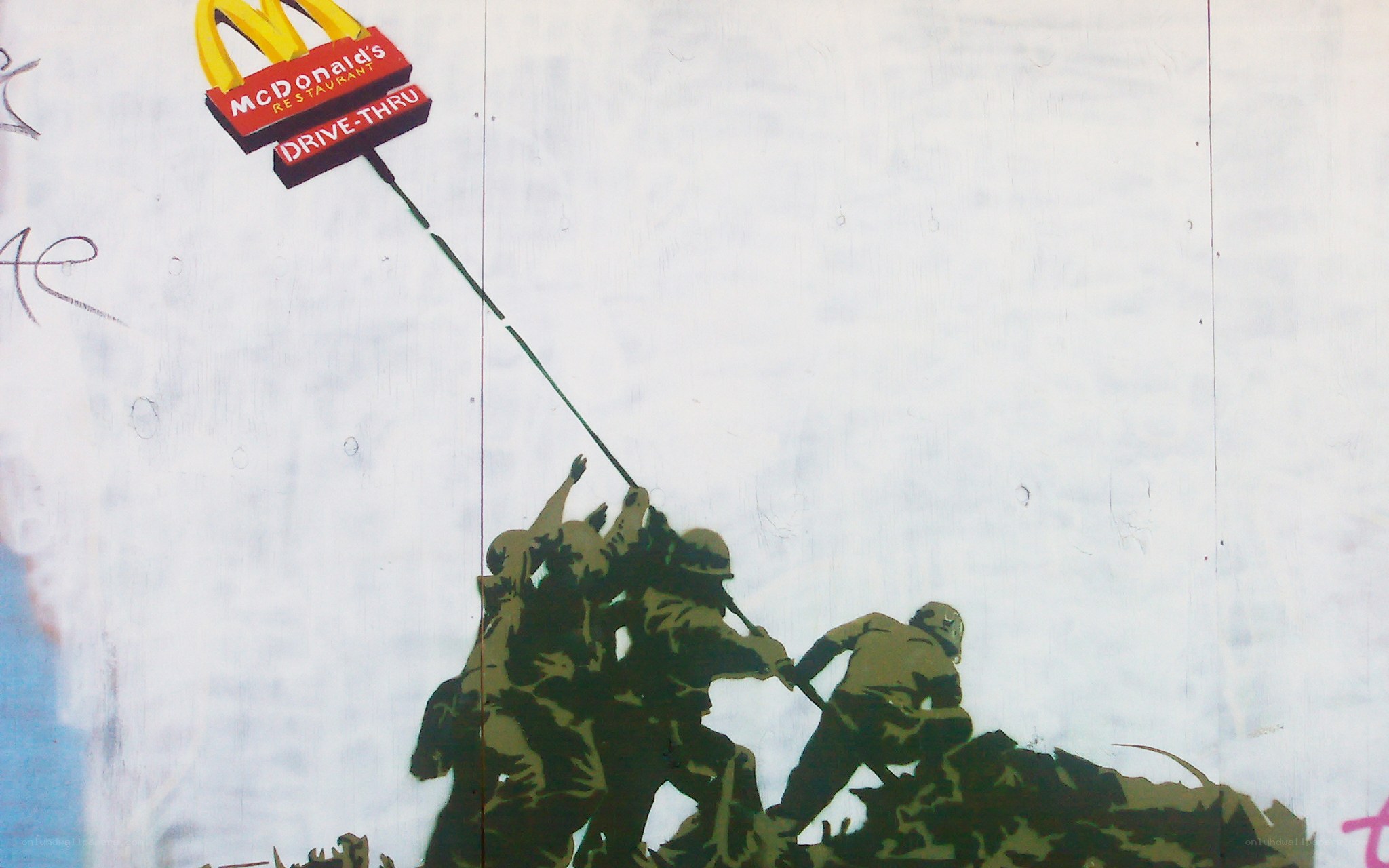 McDonald's flag raising graffiti