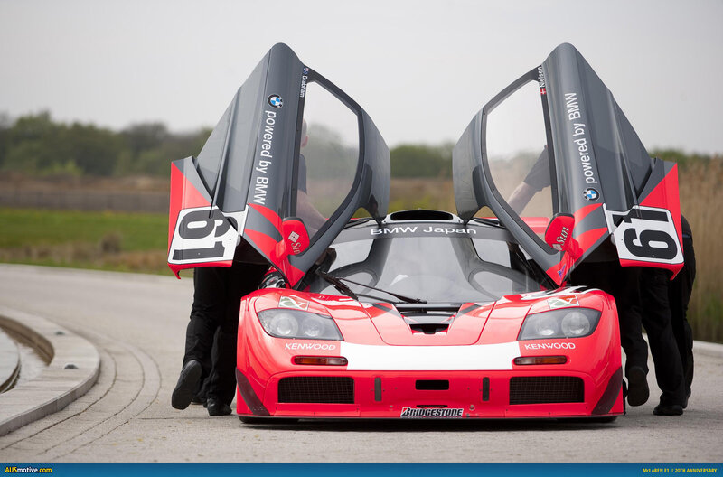 McLaren F1 race car with open doors