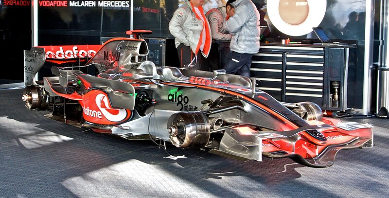 McLaren Formula 1 car in garage