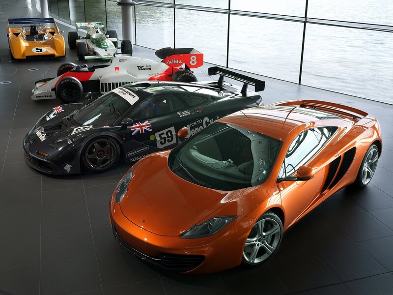 McLaren race cars on display