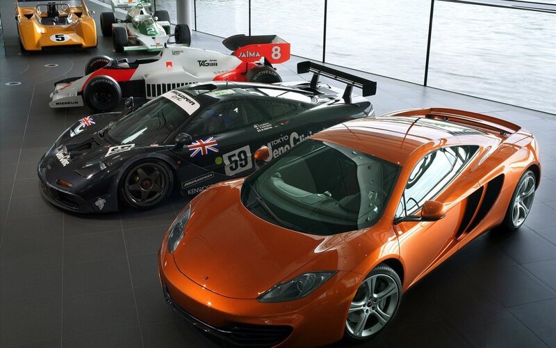 McLaren race cars on display
