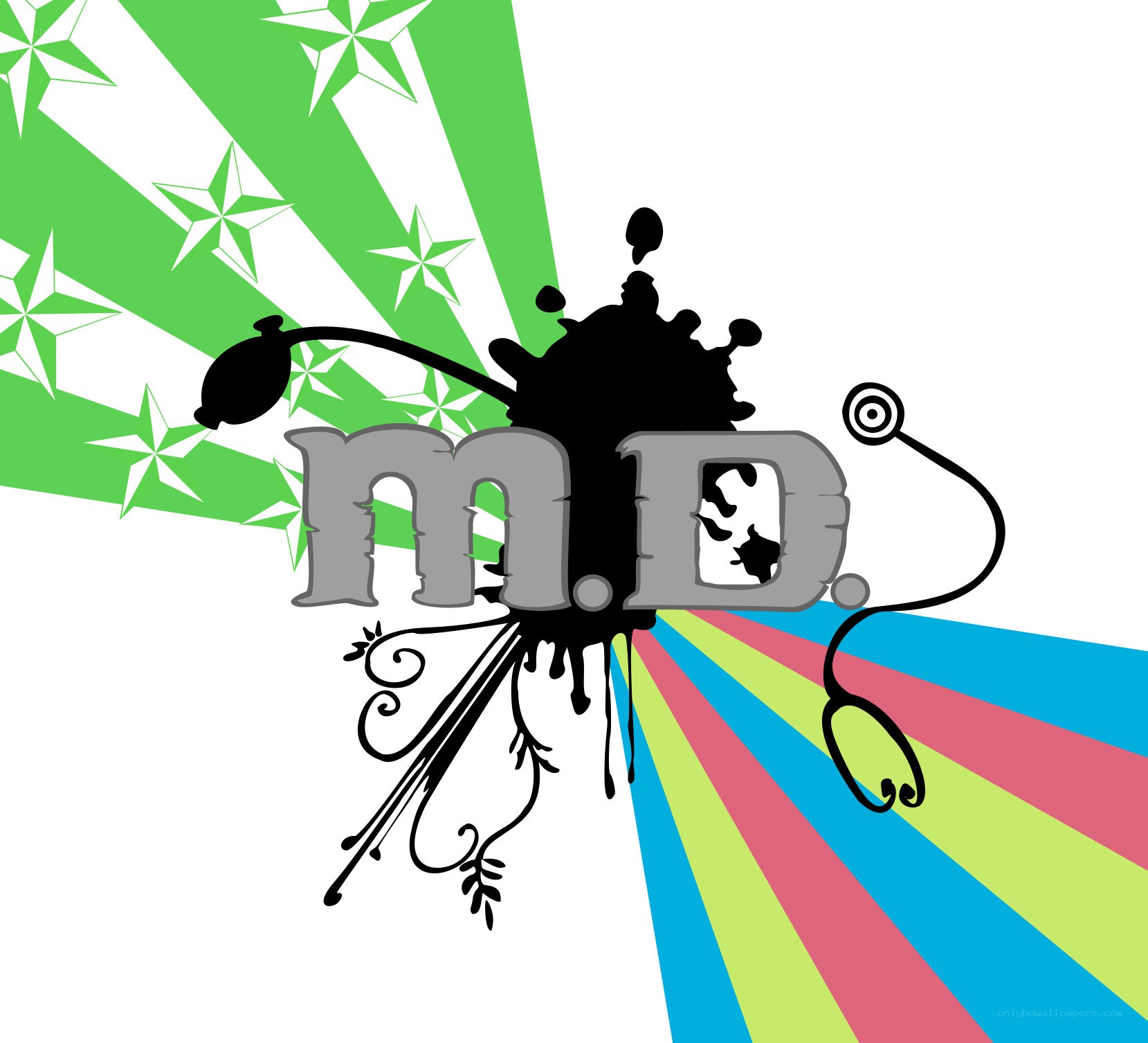 MD logo with colorful design