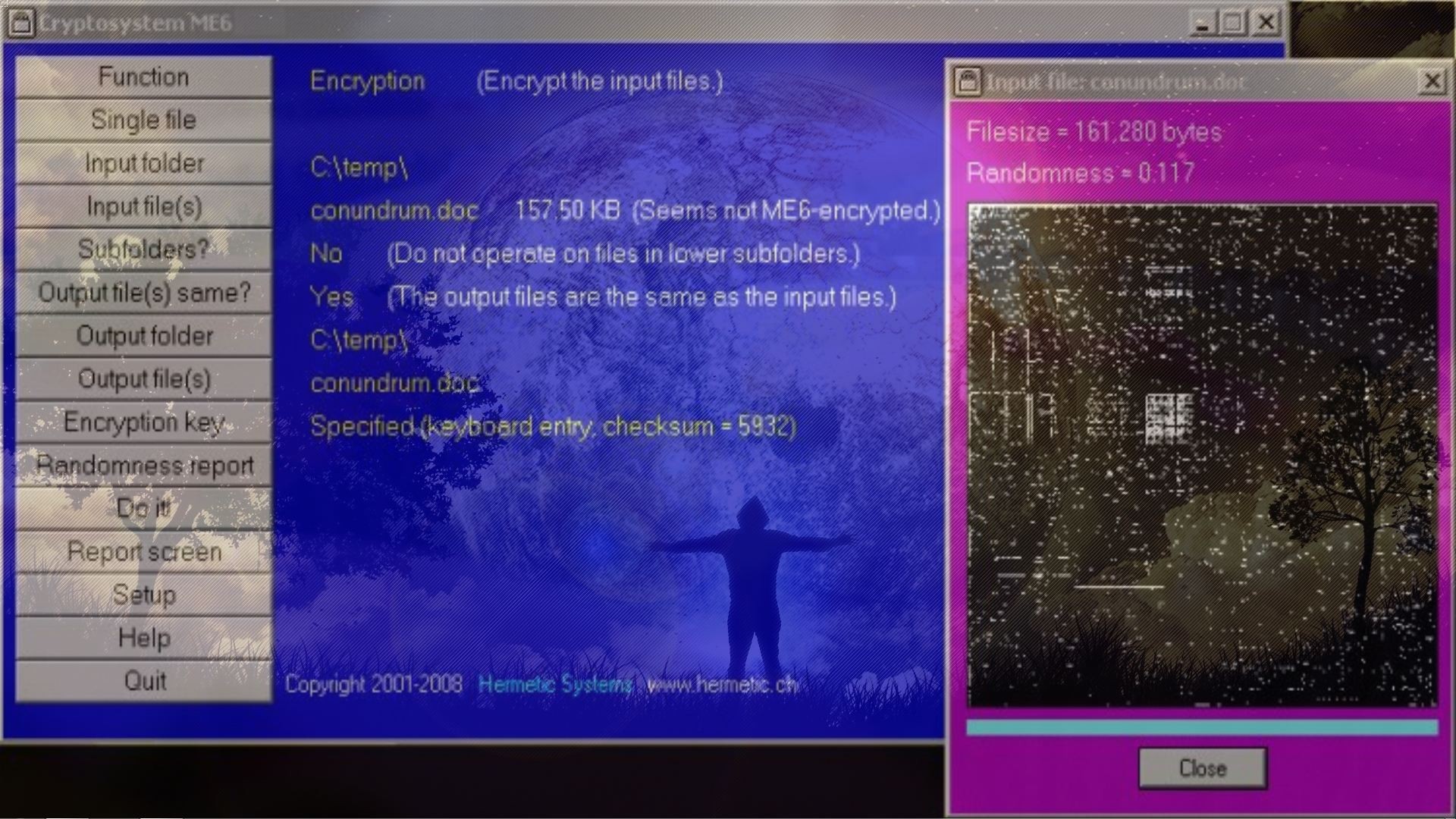 ME6 encryption software interface
