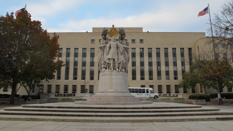Meade monument in front of state building