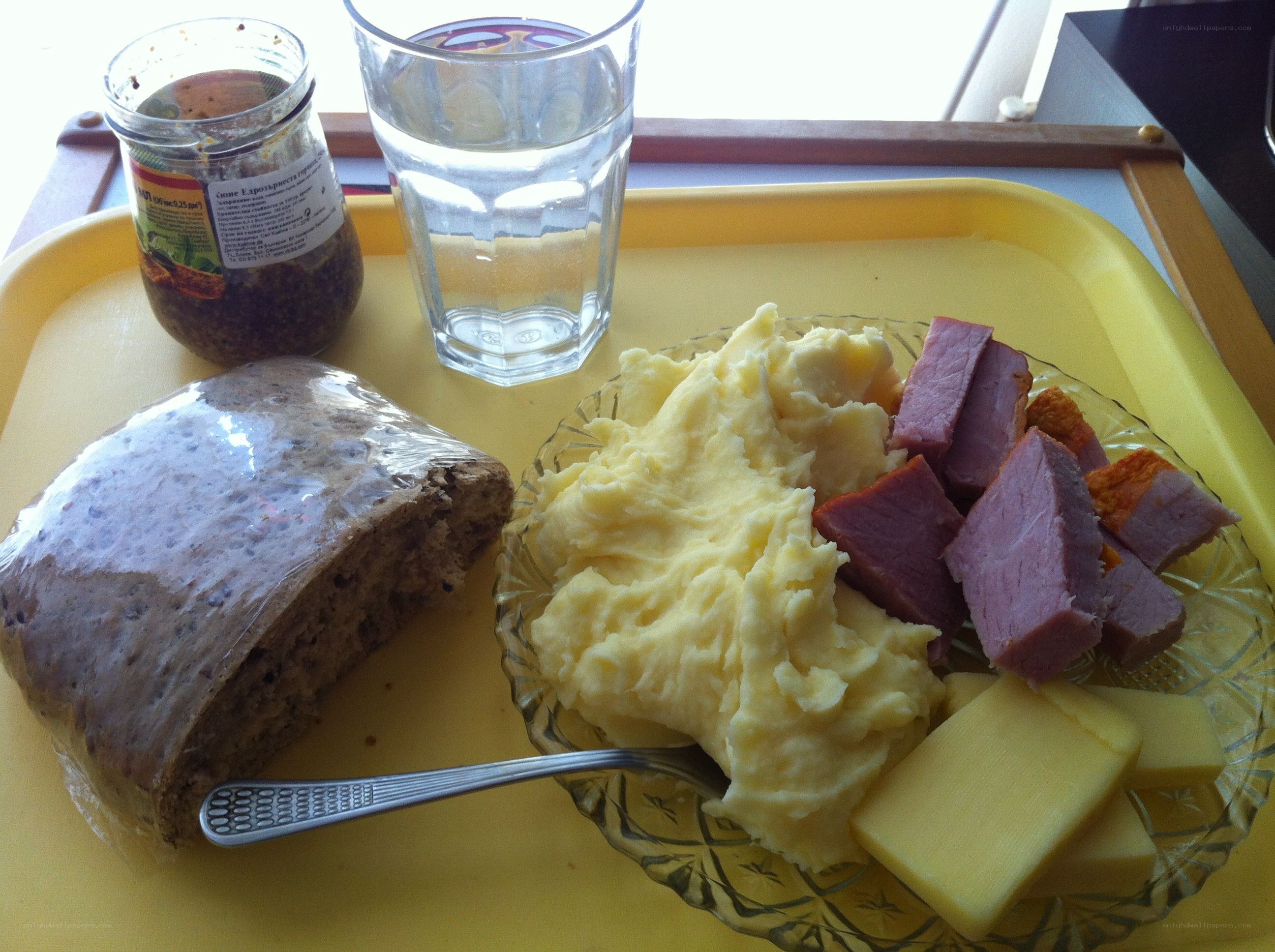 Meal on a yellow tray