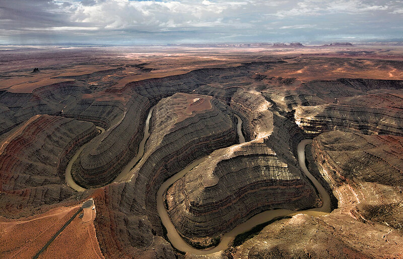 Meandering River in Canyon — Brown