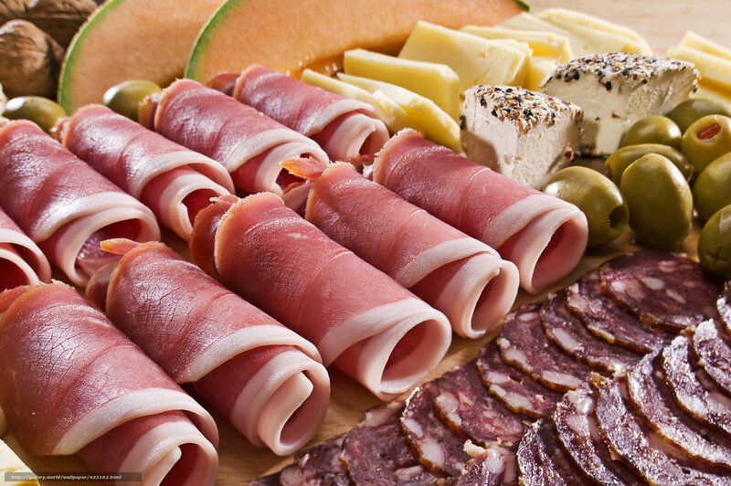 Meat and Cheese Platter — Red, Appetizing, Photograph