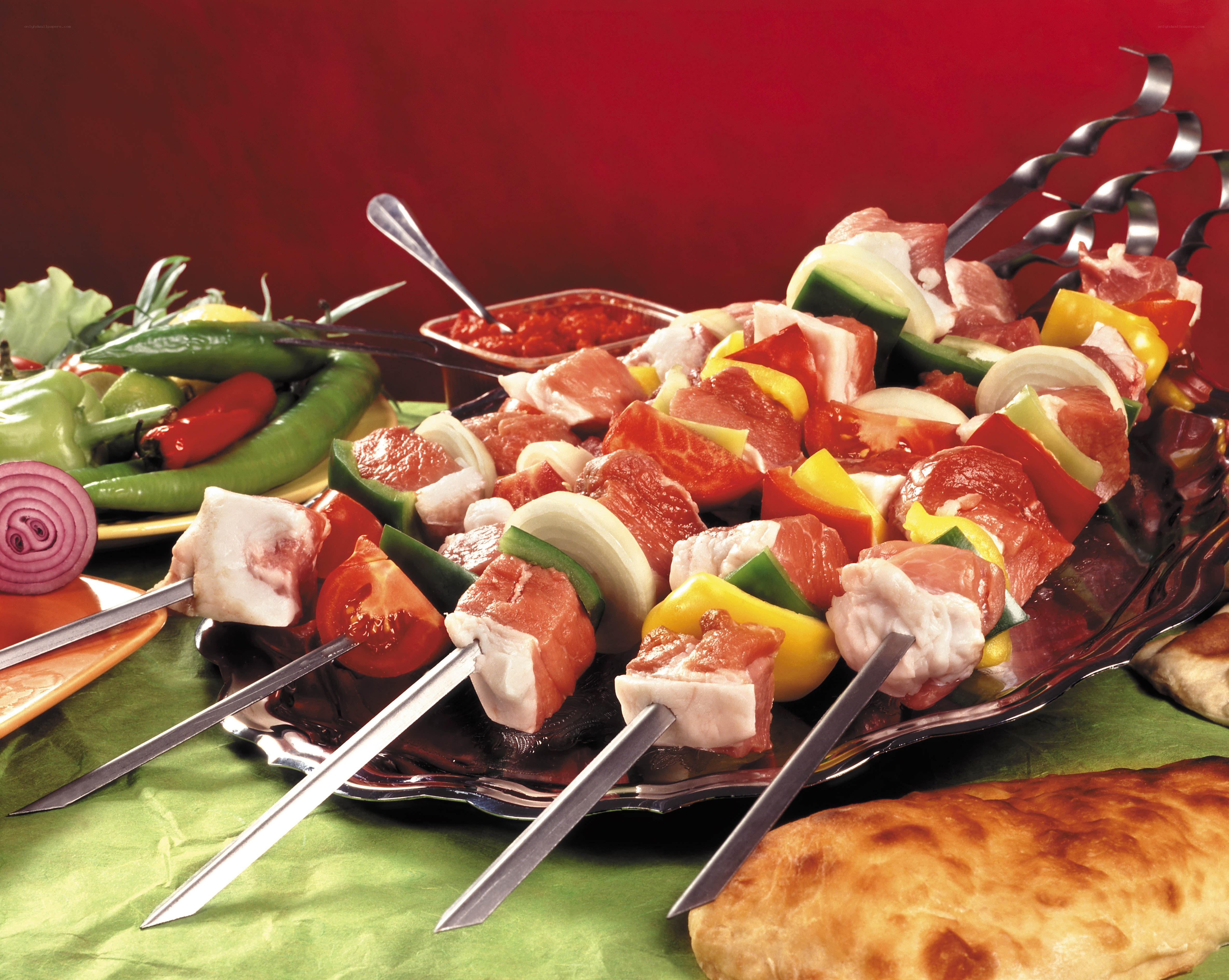 Meat and vegetable skewers