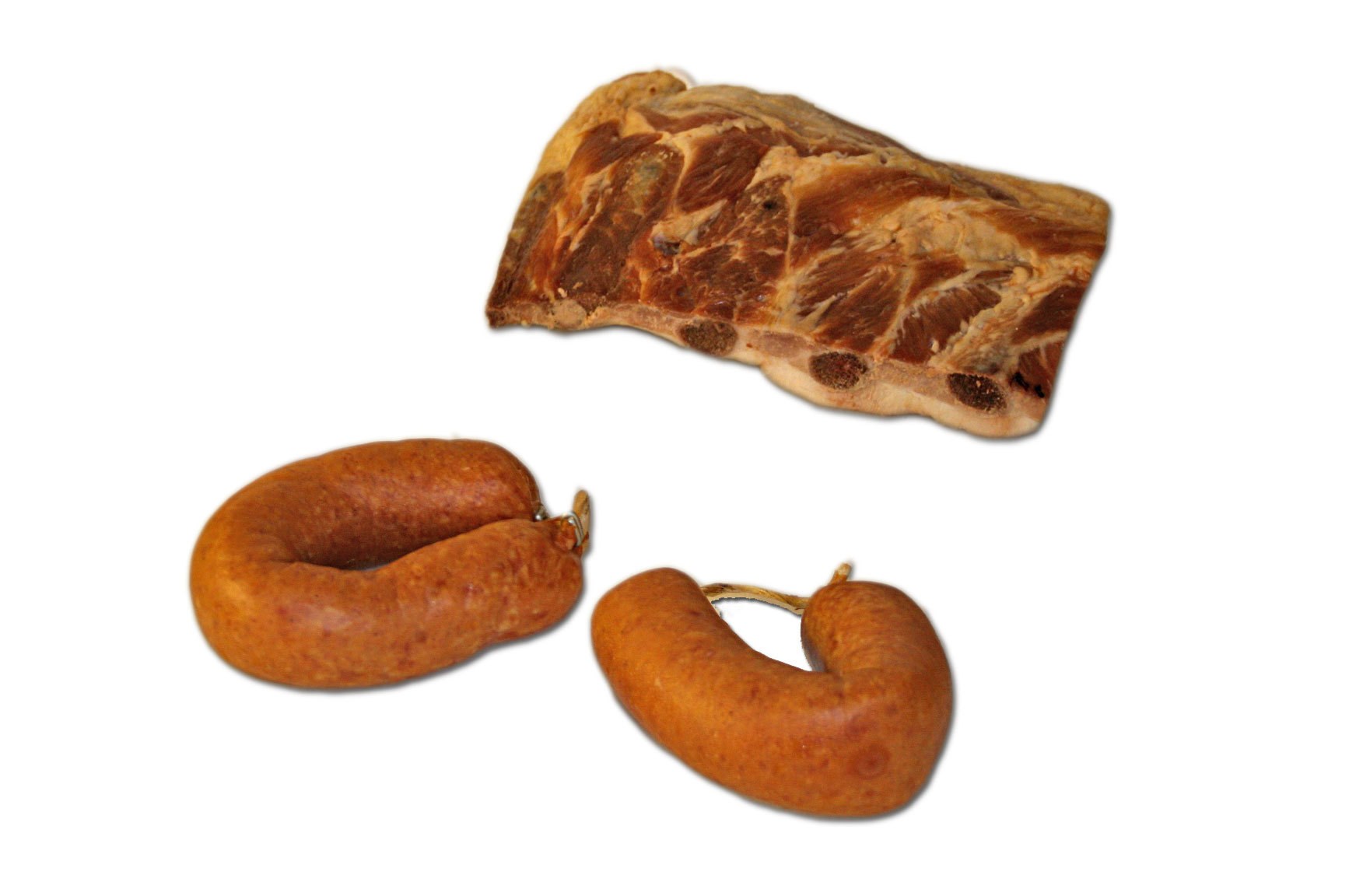 meat products on white background