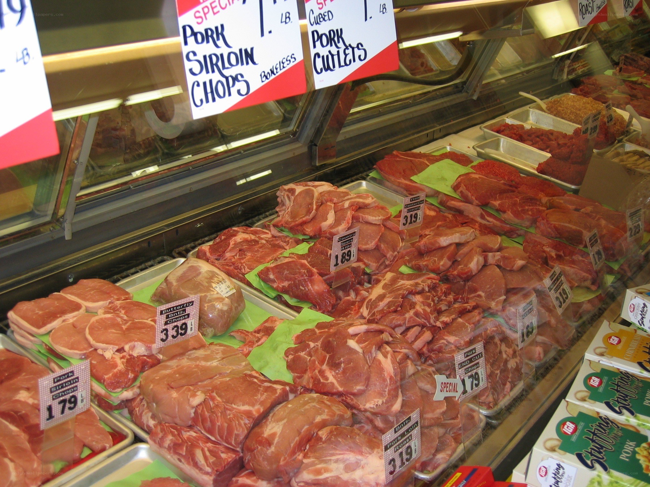 Meat section at a grocery store