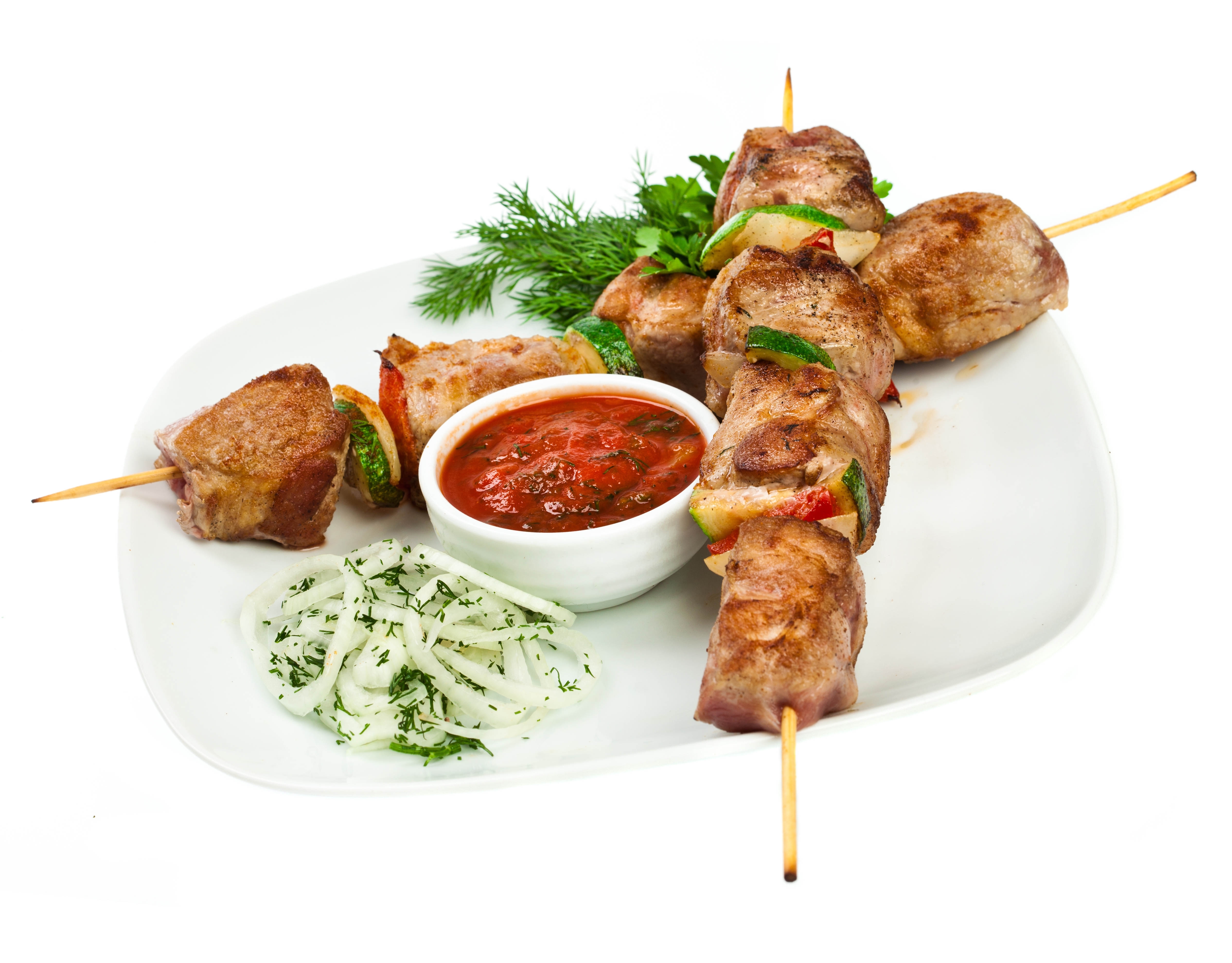 meat skewers with sauce