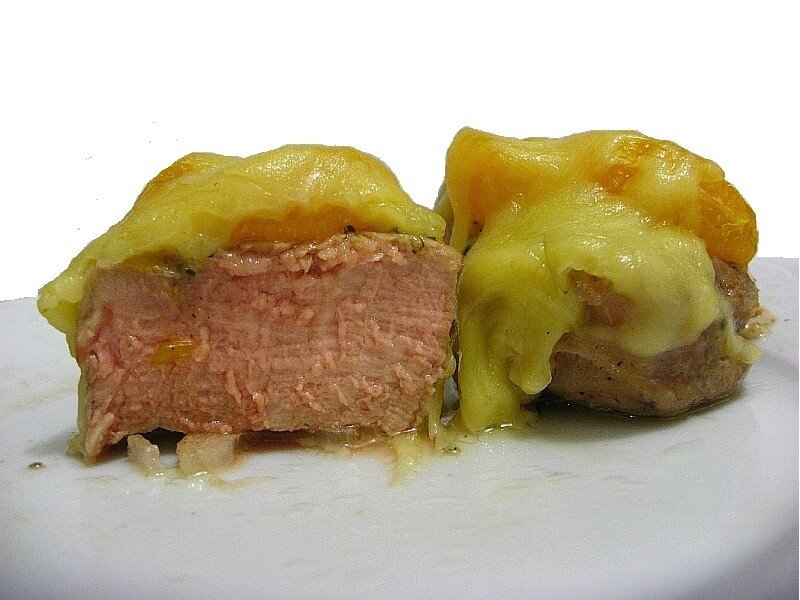 meat with melted cheese