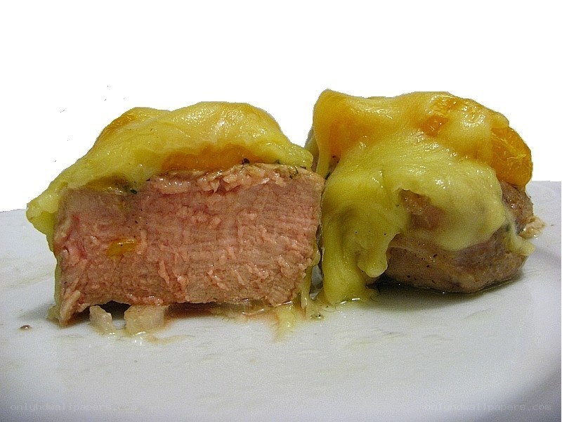 meat with melted cheese