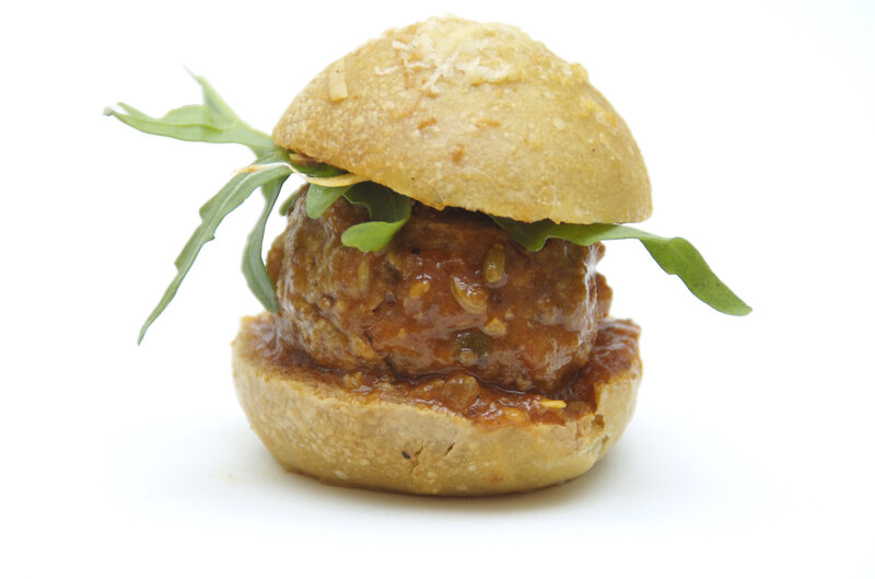 meatball slider with arugula